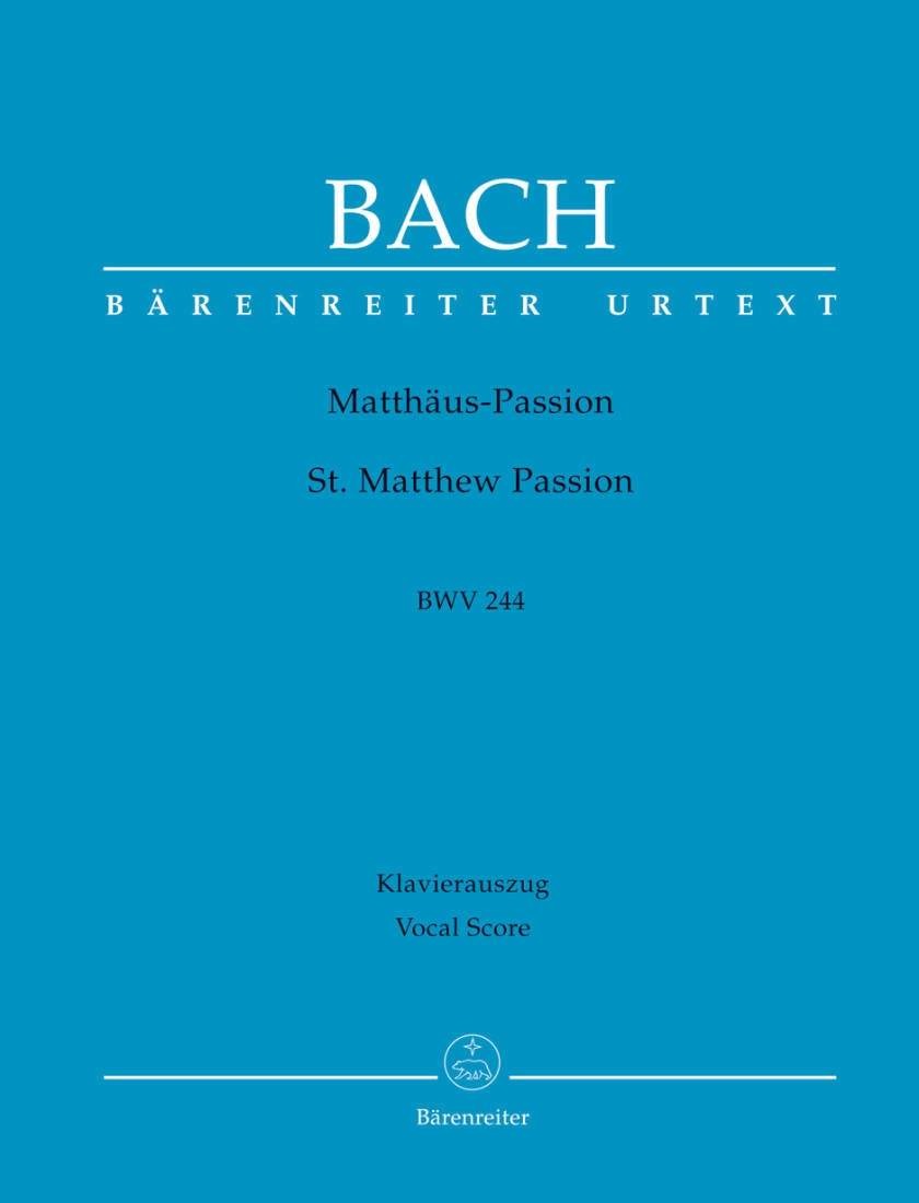 St. Matthew Passion BWV 244 - Bach/Durr/Schneider - Vocal Score - Book