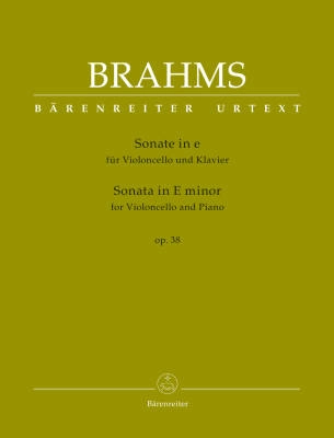 Baerenreiter Verlag - Sonata in E minor op. 38 - Brahms/Costa/Wadsworth - Cello/Piano - Book