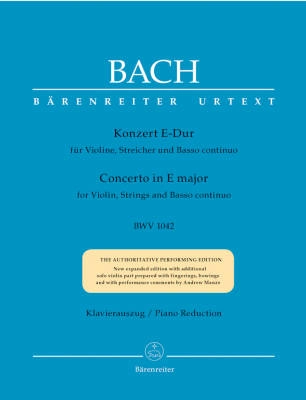 Concerto in E major BWV 1042 - Bach/Kilian/Manze - Violin/Piano Reduction - Sheet Music