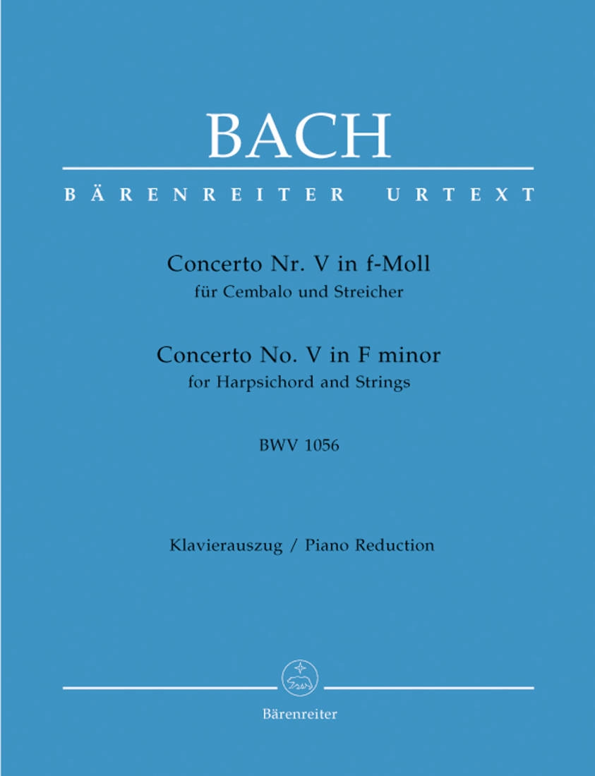 Concerto no. 5 in F minor BWV 1056 - Bach/Breig - Solo Piano/Piano Reduction (2 Pianos, 4 Hands) - Book