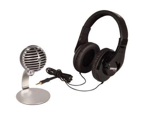 Shure - MV5 Digital Condenser Microphone with SRH240A Headphones - Mobile Recording Kit