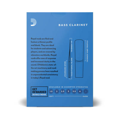 Bass Clarinet Reeds, Strength 2 1/2, 10-pack