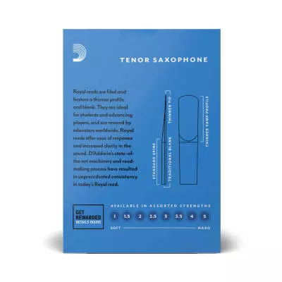 Tenor Sax Reeds, Strength 3 1/2, 10-pack