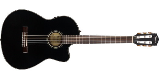 CN-140SCE Nylon Thinline Acoustic/Electric Guitar with Case - Black