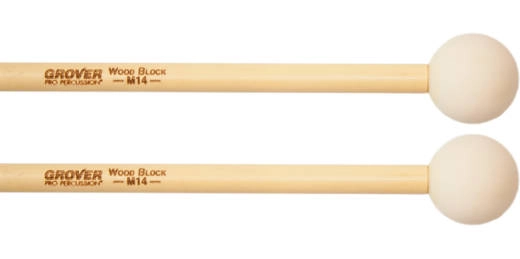 Grover Pro Percussion - Rattan Handle 1 Rubber Woodblock Mallets