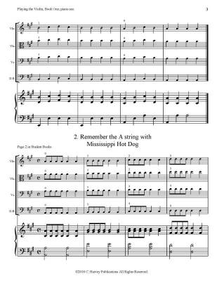 Playing the Violin, Viola, Cello, and Bass, Book One: Score and Piano Accompaniment - Harvey - Book