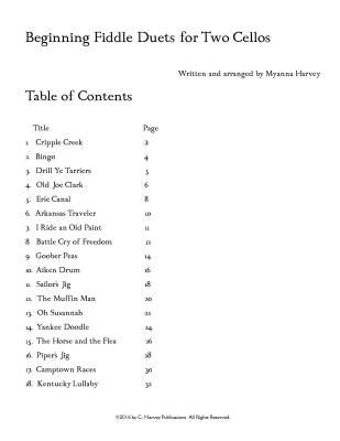 Beginning Fiddle Duets for Two Cellos, Book One - Harvey - Cello Duets - Book
