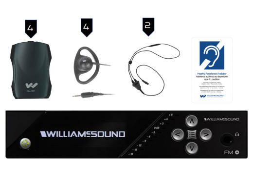 Williams Sound - FM 557 Assistive Listening System with FM and Wi-Fi Transmission (4 Receivers)