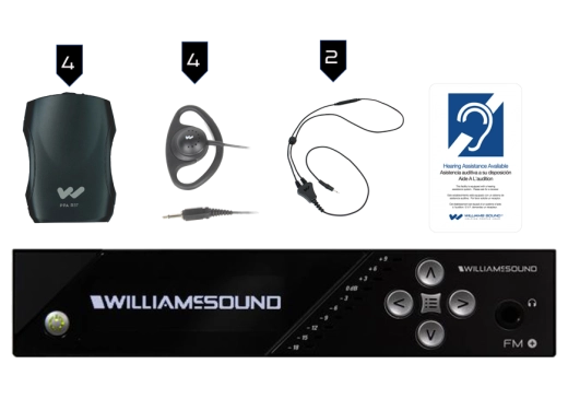 Williams Sound - FM 557 Assistive Listening System with FM and Wi-Fi Transmission (4 Receivers)