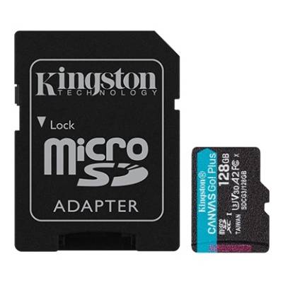 Kingston - SDCG3/128GB microSDXC Memory Card + Adapter - 170MB/s Read, U3, V30, A2