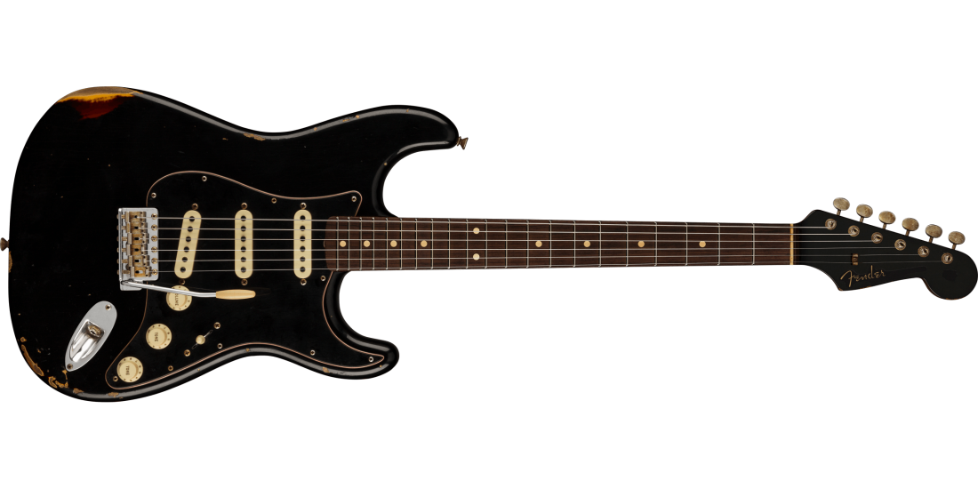 Limited Edition Dual-Mag II Strat Relic, Rosewood Fingerboard - Aged Black over 3-Colour Sunburst