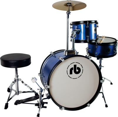 RB 3-Piece Junior Drum Kit with Cymbals, Hardware & Throne - Blue