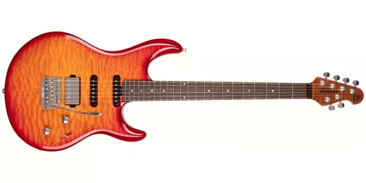 Ernie Ball Music Man - Luke III HSS Maple Top, Rosewood Fingerboard with Case - Cherry Burst Quilt