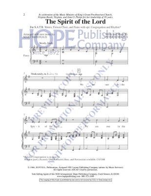 The Spirit of the Lord - Scholtes/McDonald - SATB