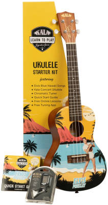 Kala - Elvis Concert Ukulele Starter Kit - Blue Hawaii