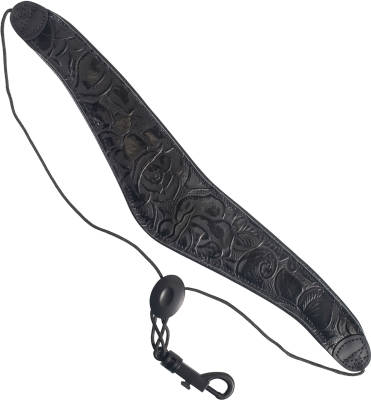 Deluxe Leather Padded Saxophone Strap - Black Rose