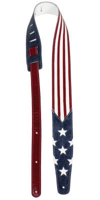 2.5\'\' Leather Cut Out USA Flag Guitar Strap