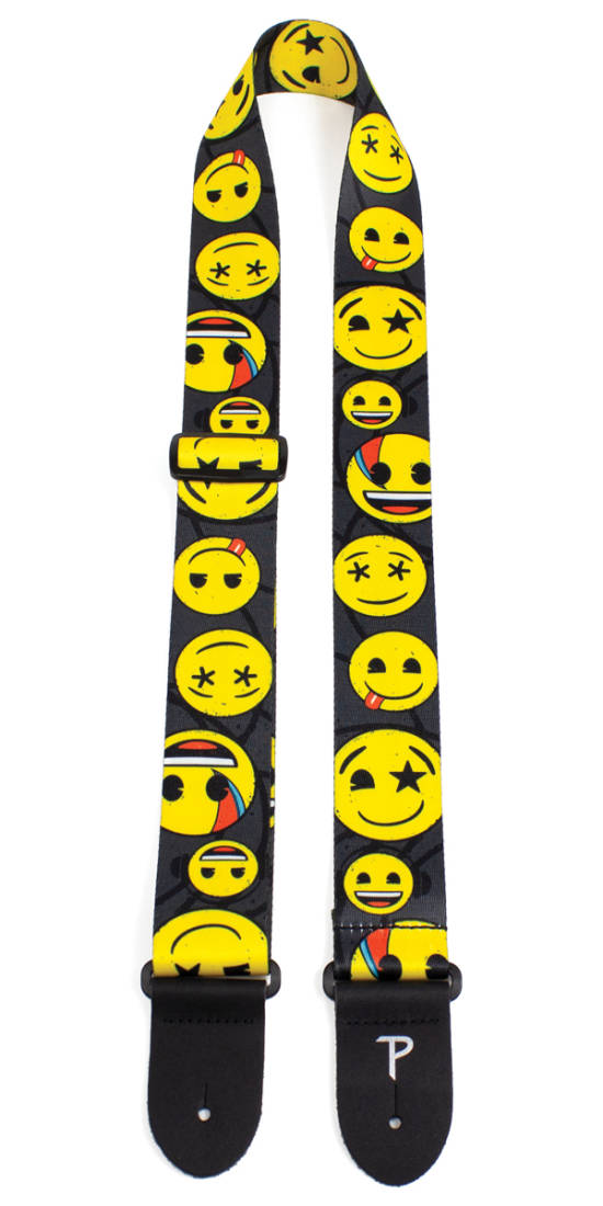 2\'\' Emoji Guitar Strap - Yellow Faces