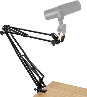 Desk-Mounted Broadcast/Podcast Boom Mic Stand with Fixed XLR