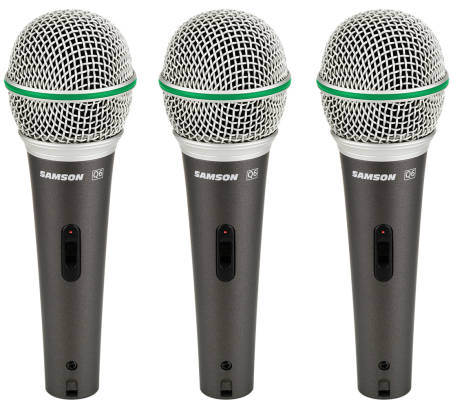 Q6 Dynamic Supercardioid Microphones with Case and Clips - 3-Pack