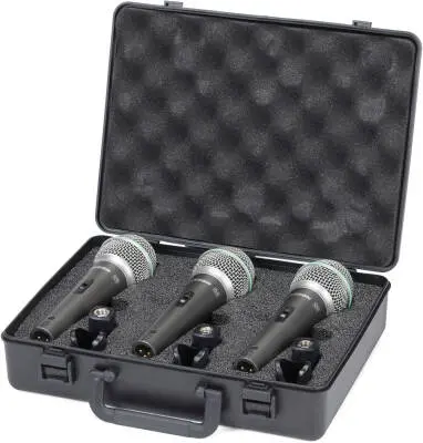 Q6 Dynamic Supercardioid Microphones with Case and Clips - 3-Pack
