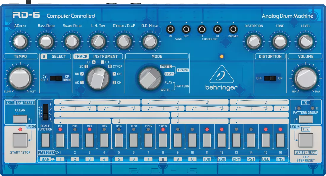 RD-6 Analogue Drum Machine - Transparent Blue