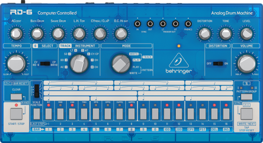 Behringer - RD-6 Analogue Drum Machine - Transparent Blue