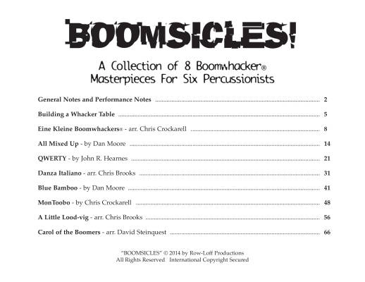 Boomsicles: A Collection of 8 Boomwhacker Ensembles for Six Players! - Score/6 Player Books