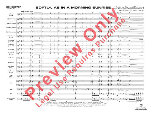 Softly, as in a Morning Sunrise - Romberg/Hammerstein/Baker - Jazz Ensemble - Gr. 2.5