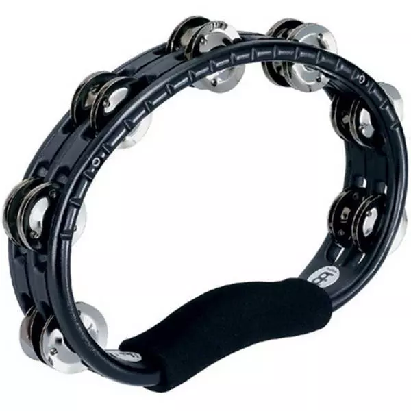 Traditional Hand Held Tambourine - Black