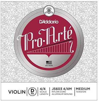 DAddario Orchestral - J5603 4/4M - Pro-Arte Violin Single D String, 4/4 Scale, Medium Tension