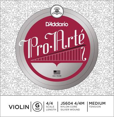 DAddario Orchestral - J5604 4/4M - Pro-Arte Violin Single G String, 4/4 Scale, Medium Tension