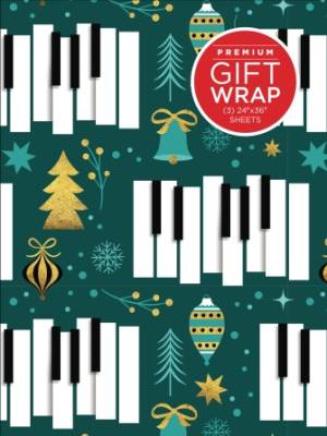 Wrapping Paper: Golden Piano Keys Theme - 3 Sheets (24\'\'x36\'\')