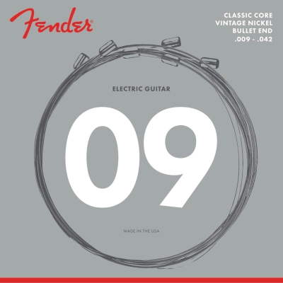 Fender - 3155L Classic Core Electric Guitar Strings, Vintage Nickel, Bullet Ends - Light (.009-.042)