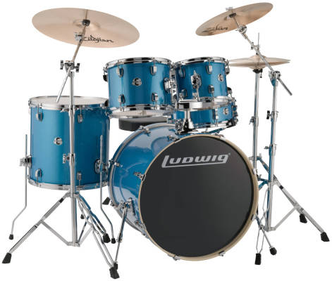 Evolution 5-Piece Drum Kit with Hardware and I Series Cymbals (22, 10, 12, 16, SN) - Blue Sparkle
