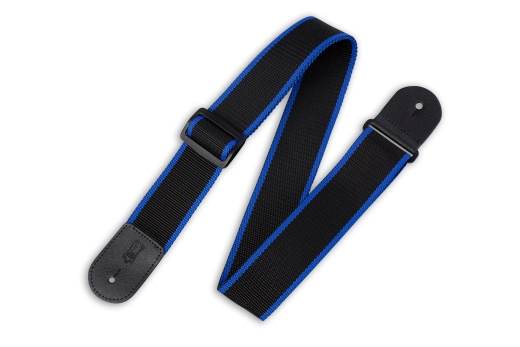 Levys - Polypropylene Guitar Strap with Leather Ends - Black & Blue