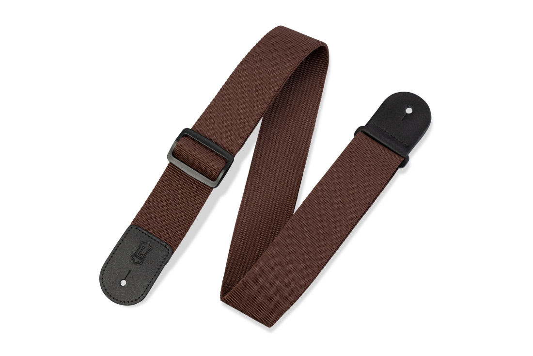 Polypropylene Guitar Strap with Leather Ends - Brown
