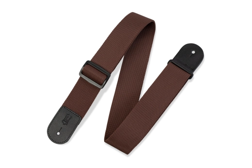 Levys - Polypropylene Guitar Strap with Leather Ends - Brown