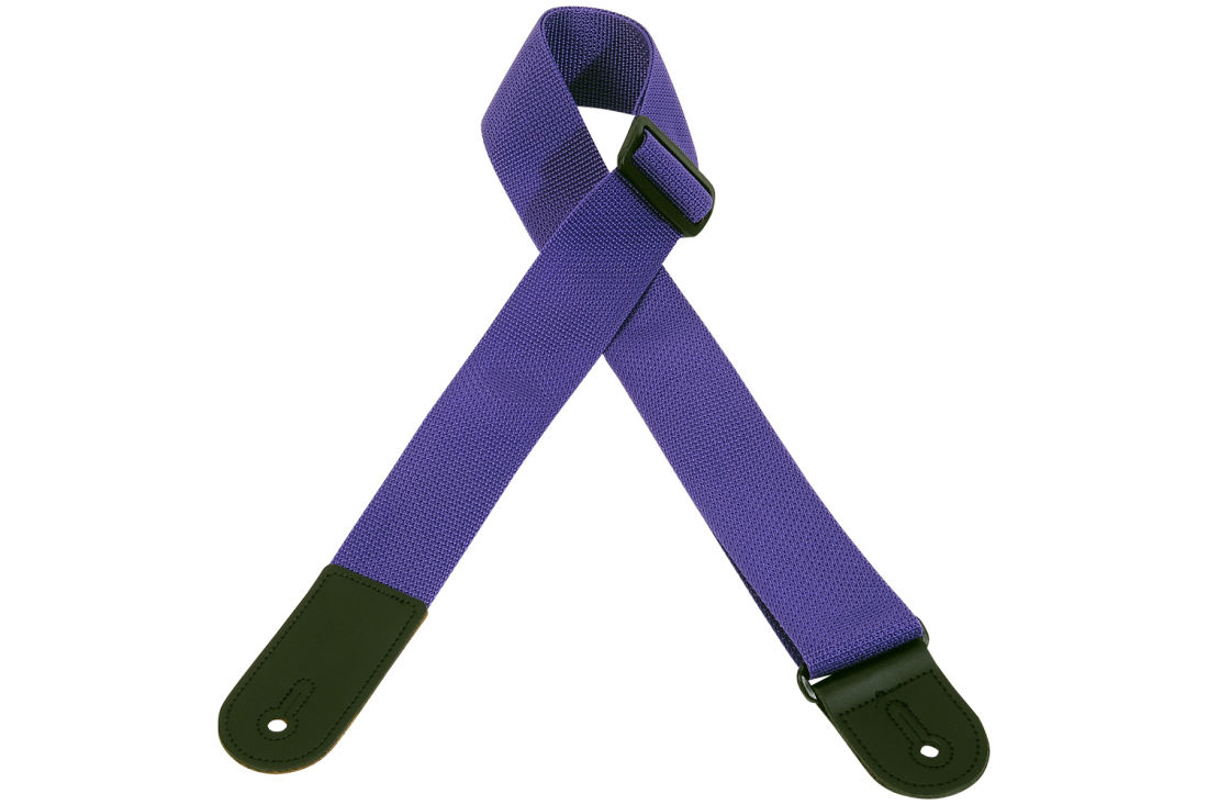 Polypropylene Guitar Strap with Leather Ends - Purple