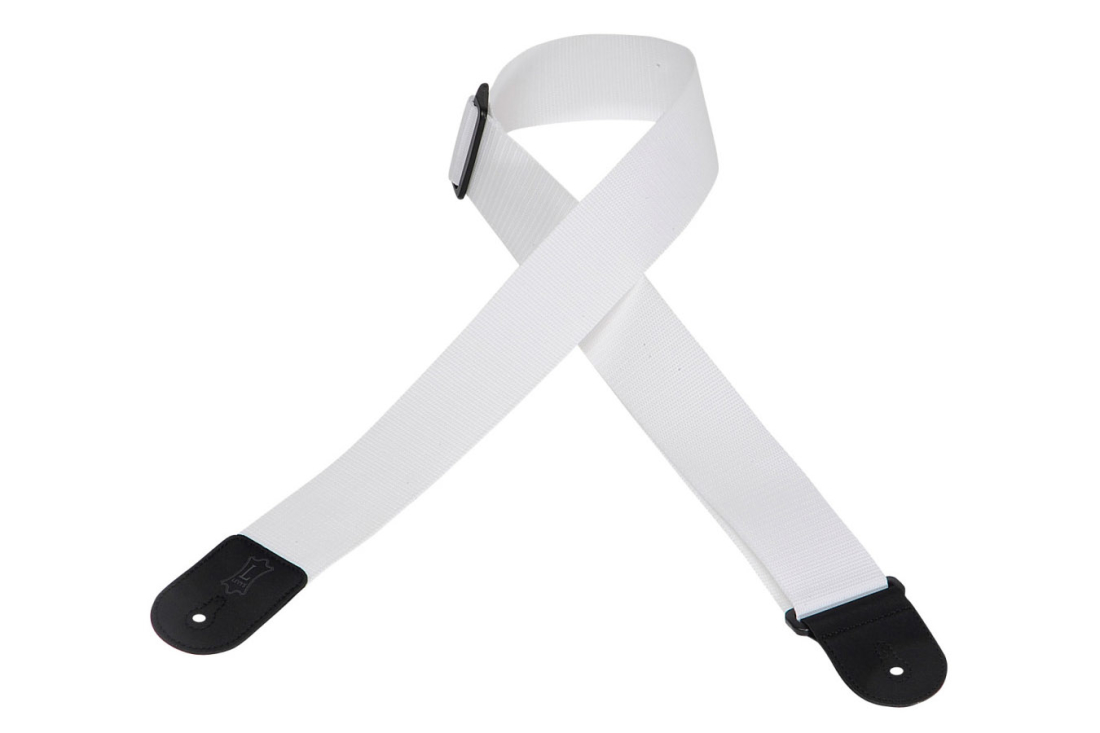 Polypropylene Guitar Strap with Leather Ends - White