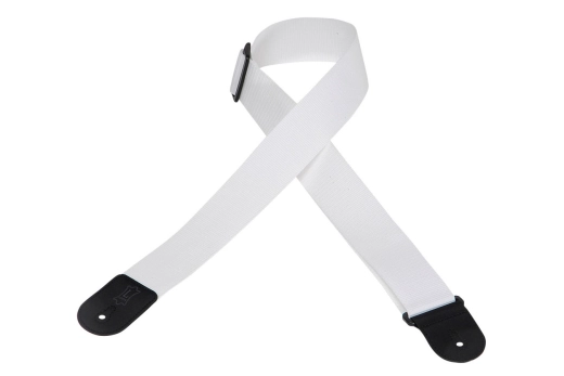 Levys - Polypropylene Guitar Strap with Leather Ends - White