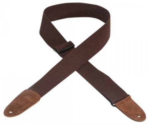 Cotton Guitar Strap with Suede Ends - Brown