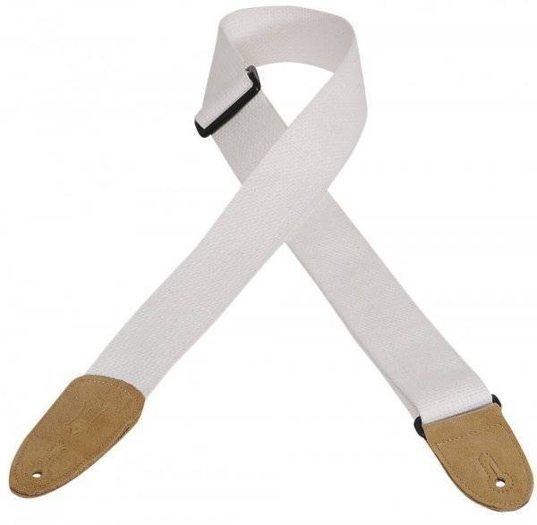 Cotton Guitar Strap with Suede Ends - White