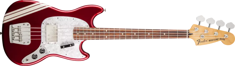 Pawn Shop Mustang Bass - Candy Apple Red with Stripe