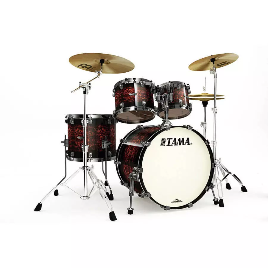 Starclassic Bubinga 4 Piece Shell Kit with Black Hardware - Volcanic Red Burst