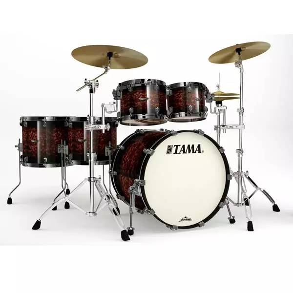 Starclassic Bubinga 5 Piece Shell Kit with Black Hardware - Volcanic Red Burst