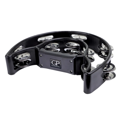 Heavy Duty Half-moon Tambourine with Inside Row - Black