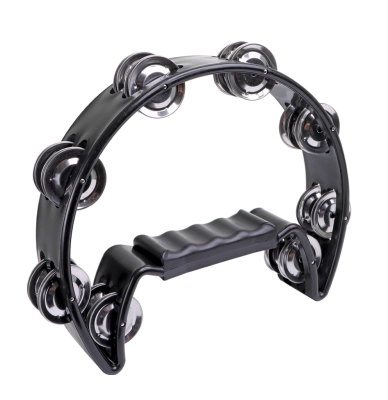 Granite Percussion - Half-moon Plastic Tambourine - Black