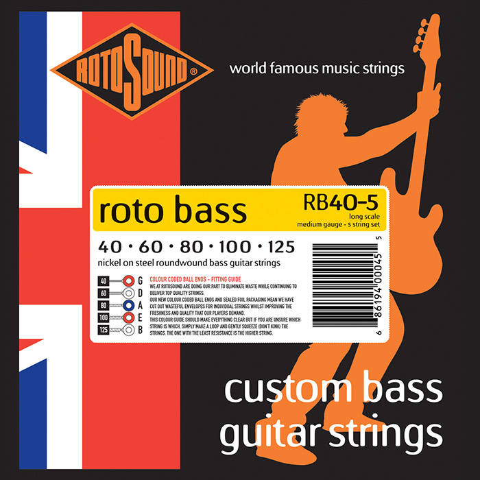 Rotobass Unsilked 5 String Bass Guitar Set  40-125