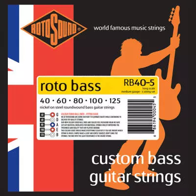 Rotosound - Rotobass Unsilked 5 String Bass Guitar Set  40-125